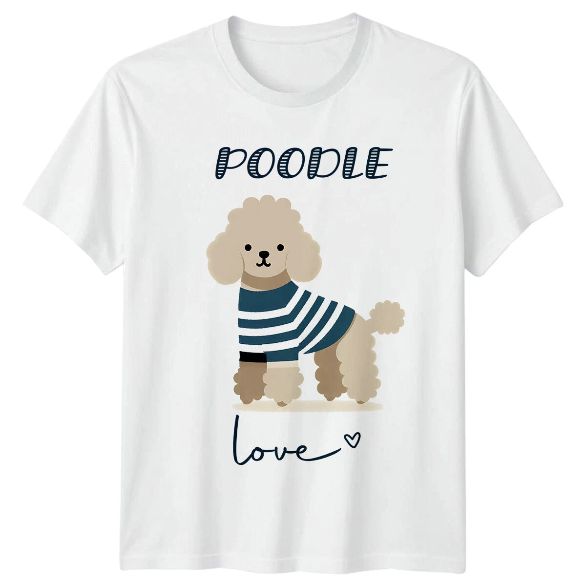 Poodle Love Dog T-Shirt Cute Cartoon Animal Pet Graphic Tee