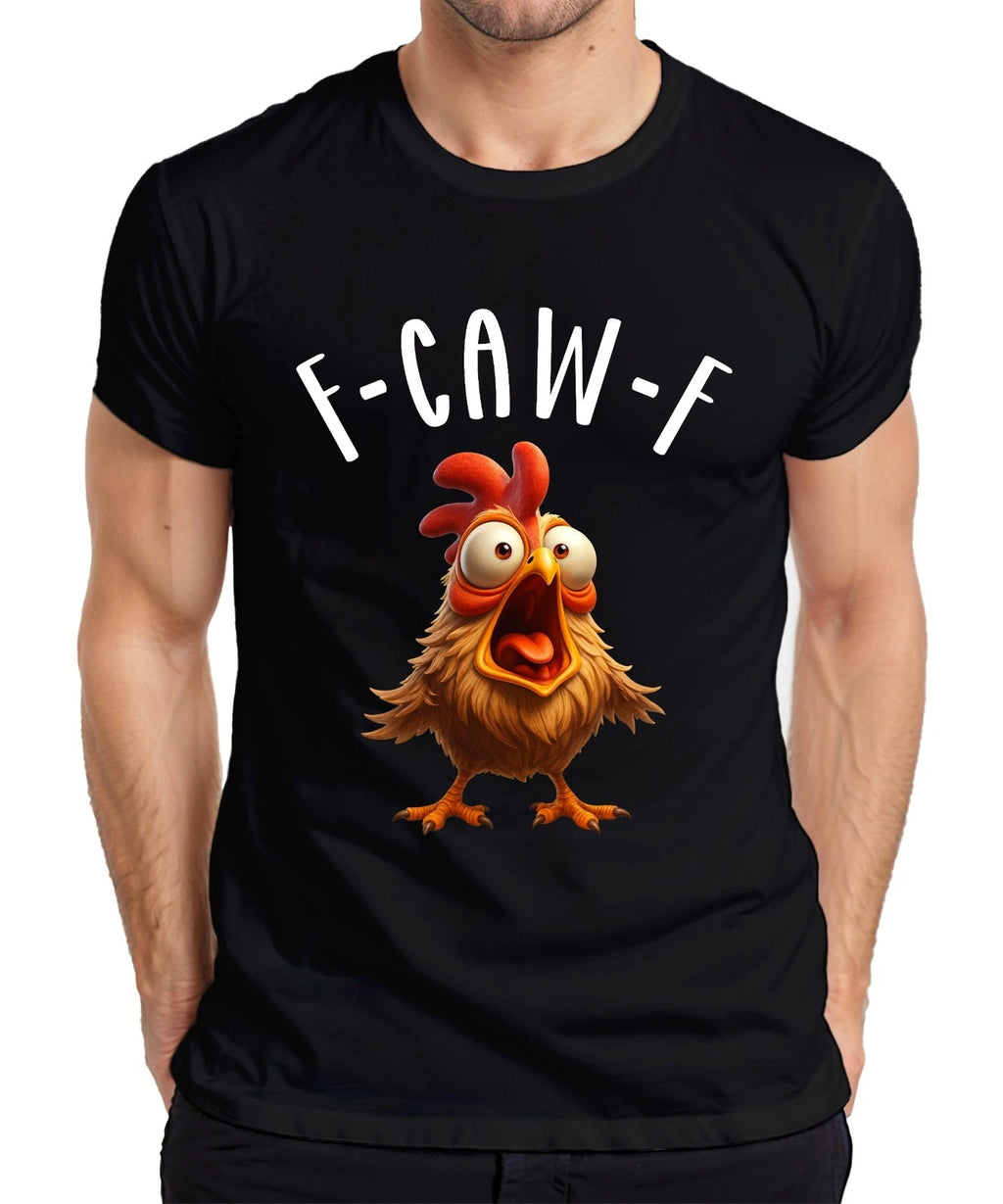 F-CAW-F Funny Cartoon Chicken Crazy Farm Humor Funny Men's T-Shirt
