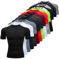 Men Compression T Shirt Short Sleeve Gym Workout Fitness Running Training Base