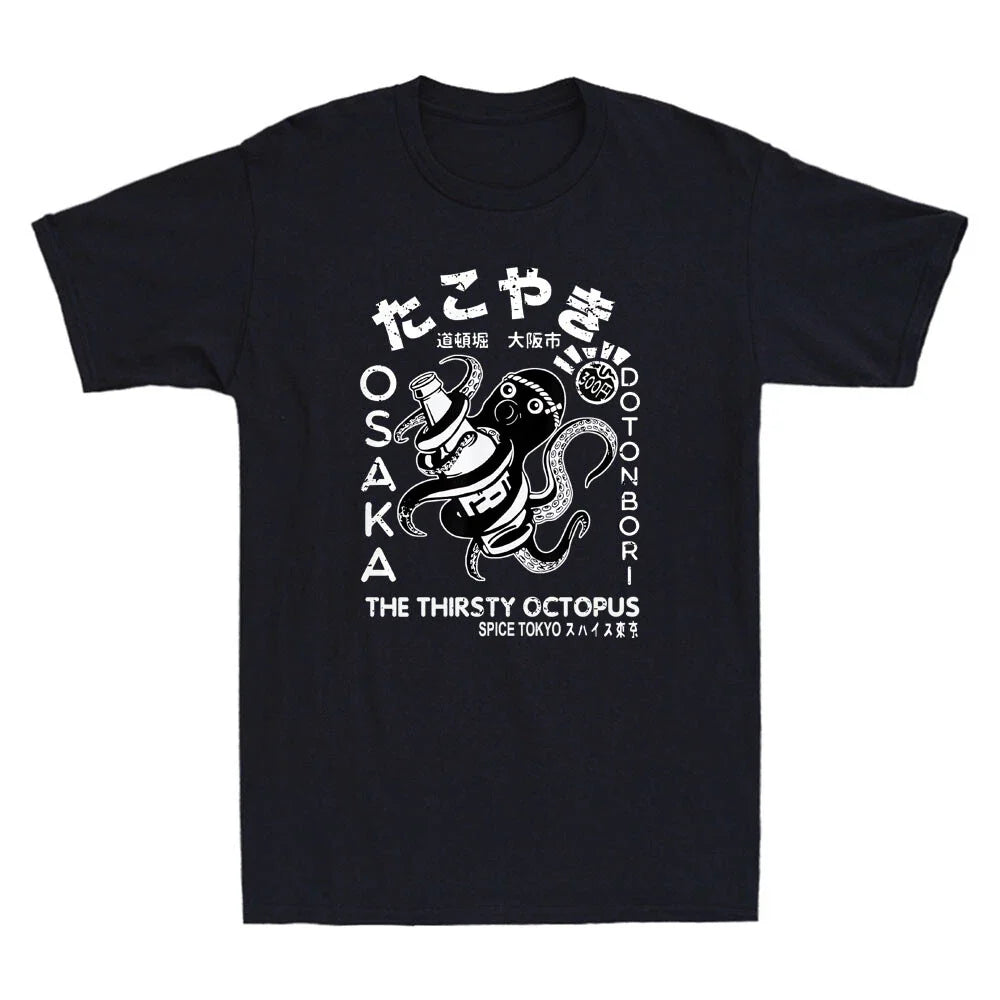 Japanese Takoyaki Osaka The Thirsty Octopus Funny Octopus Graphic Men's T-Shirt
