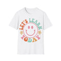 Boho Groovy Smiley Face Teacher Shirt Unisex Softstyle T-Shirt