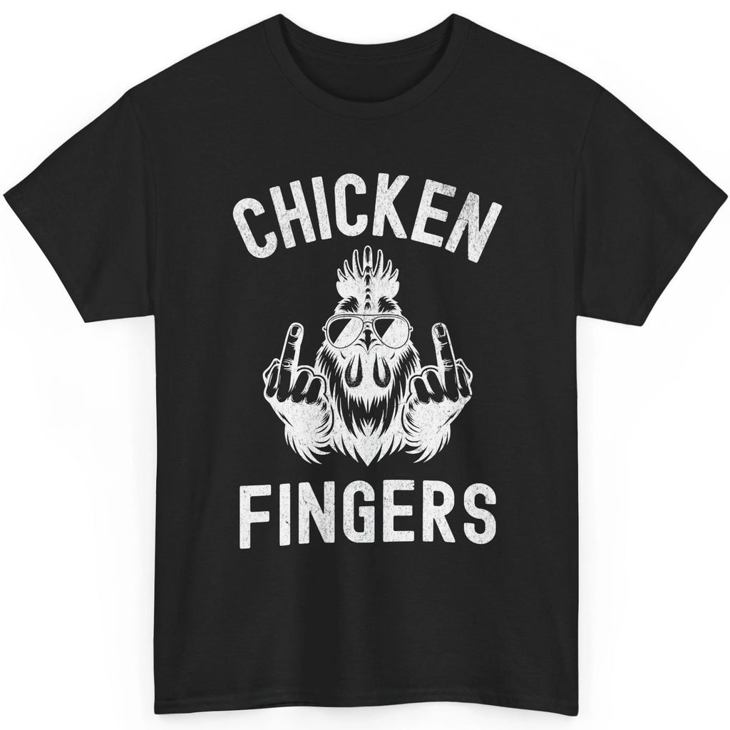 Chicken Fingers T-Shirt Funny Offensive Rooster Middle Finger Humor Graphic
