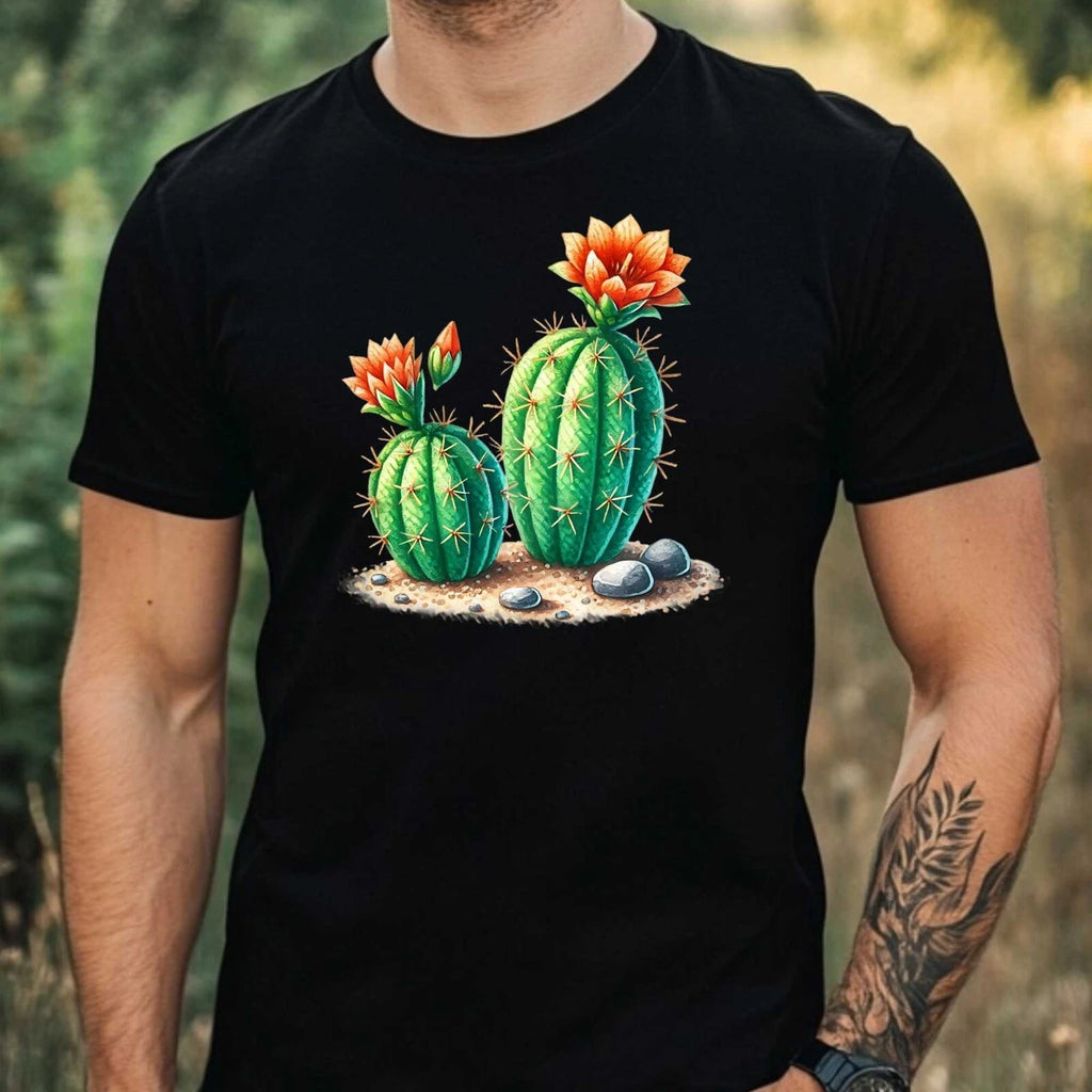 Mens Watercolour Cactus Motif Cotton T-Shirt Size XS to 5XL