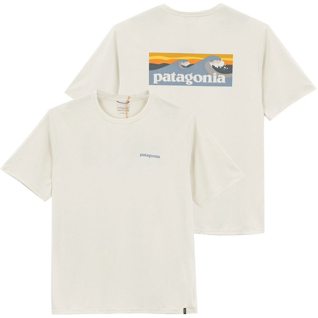 Patagonia Mens - Capilene Cool Daily Boardshort Logo S/S T-shirt - Dyno White