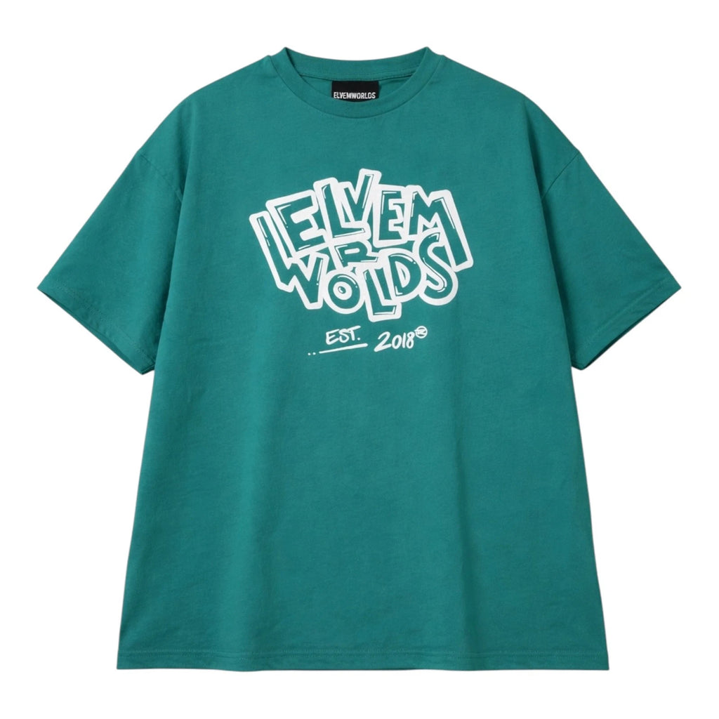 Oversized T Shirt Boxy Fit Streetwear Mens Heavy Cotton Loose Fit Green Basic