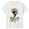Gold Glitter Crowned Crane Bird Watercolor Womens T-Shirt Exotic Boho
