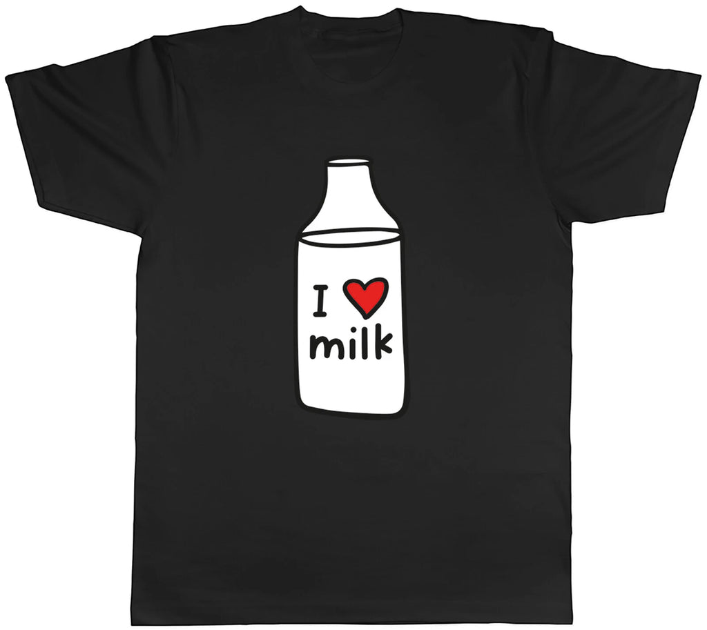 I Love Milk Mens T-Shirt Funny Milk Bottle Unisex Tee Gift