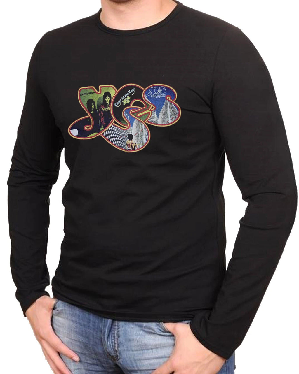 YES ART ROCK Rock Band Rock Music Black T-Shirt Long Sleeve Shirts -894 -LA