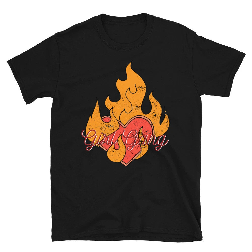 Girl Gang Heart On Fire Classic Trendy Design Casual T-Shirt