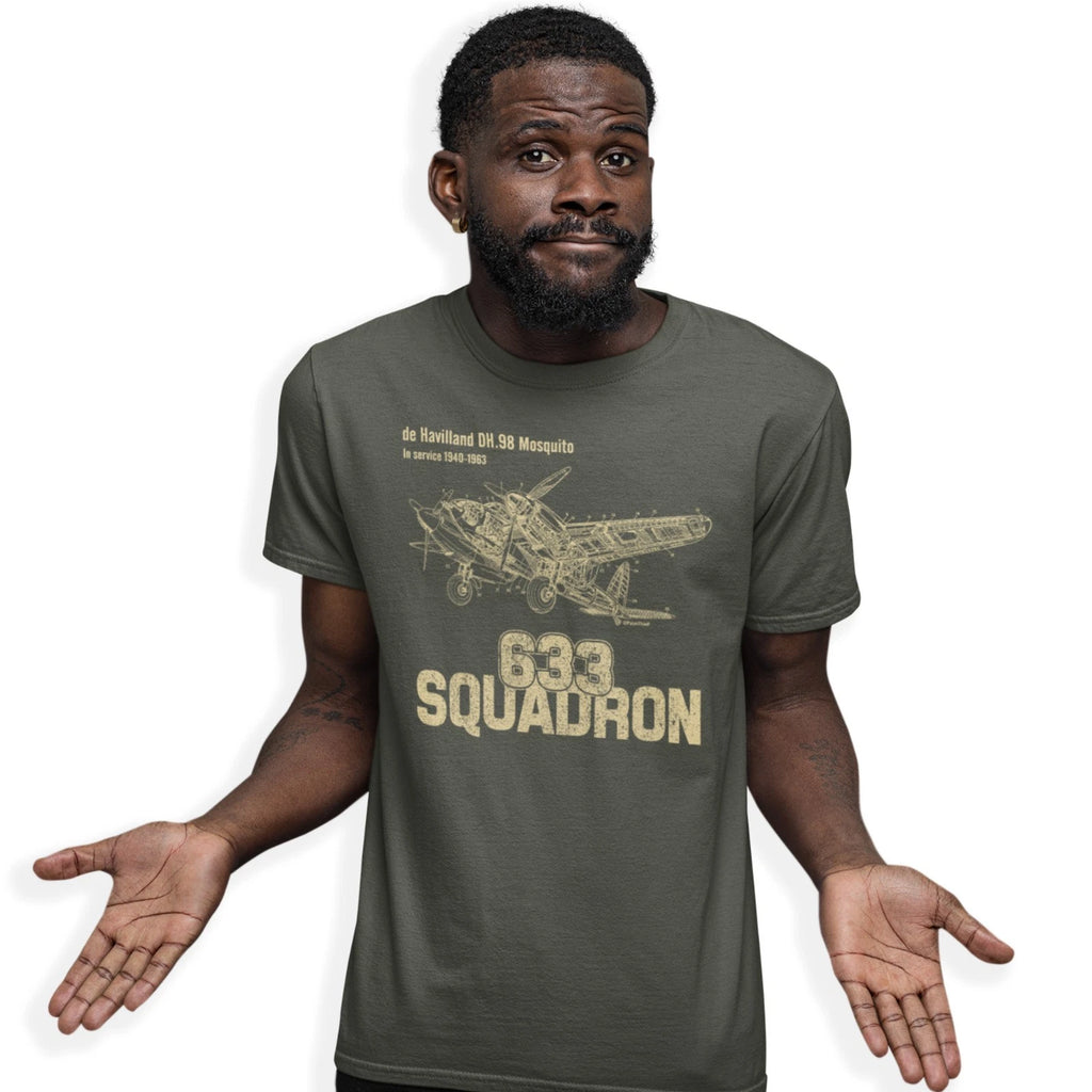 633 Squadron De Havilland Mosquito Blueprint T-shirt WW2 Bomber Birthday Gift