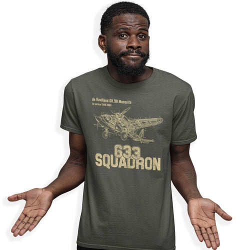 633 Squadron De Havilland Mosquito Blueprint T-shirt WW2 Bomber Birthday Gift
