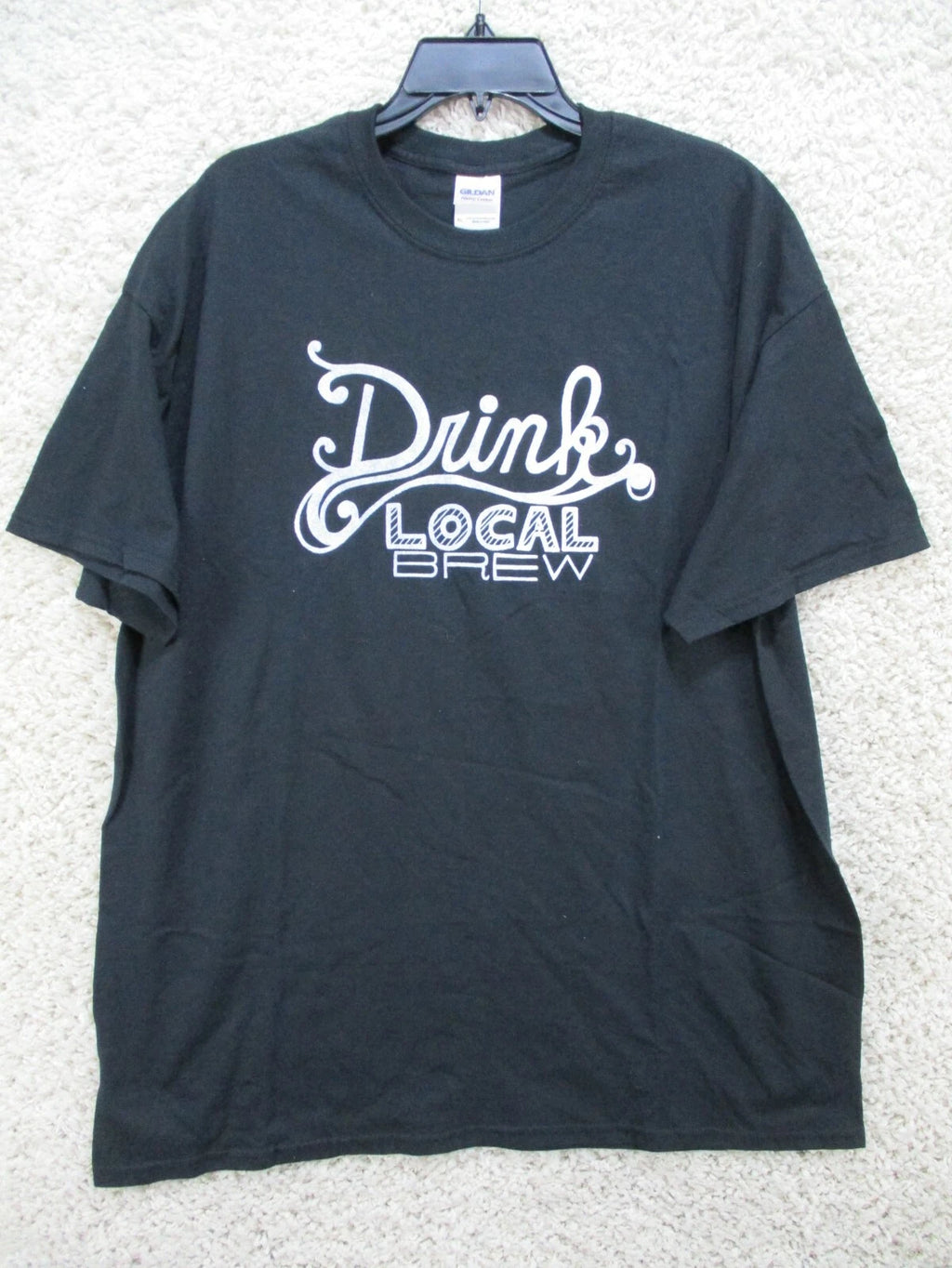 Drink Local Beer Brew Mens Shirt XL Black Short Sleeve Round Neck Cotton Tee