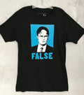 The Office Dwight Schrute photo "False" T-Shirt Black Short Sleeve size Medium