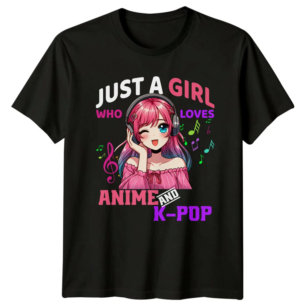 Just A Girl Who Loves Anime And K-Pop T-Shirt Kawaii Manga Tee