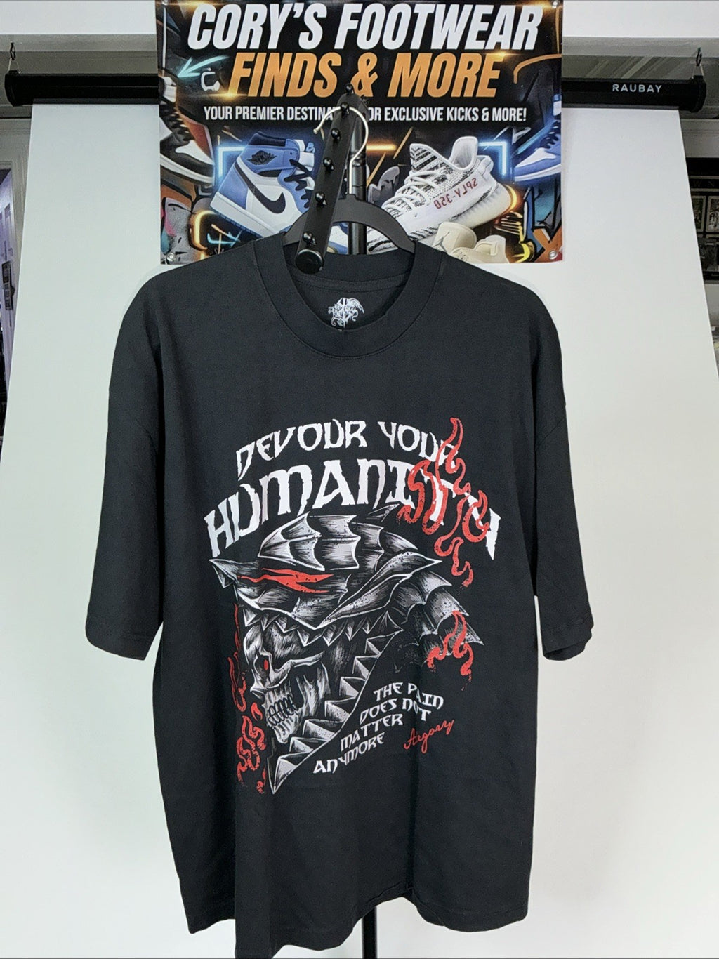 Allegory Threads of Tales Black Graphic T Size XL, Devour Your Humanity