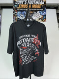 Allegory Threads of Tales Black Graphic T Size XL, Devour Your Humanity