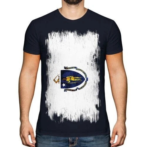 MASSACHUSETTS STATE GRUNGE FLAG MENS T-SHIRT TEE TOP MASSACHUSETTSAN SHIRT GIFT