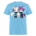 Cute Chibi style Kawaii Anime shirt Girl and Boy Couple and Hearts T-Shirt