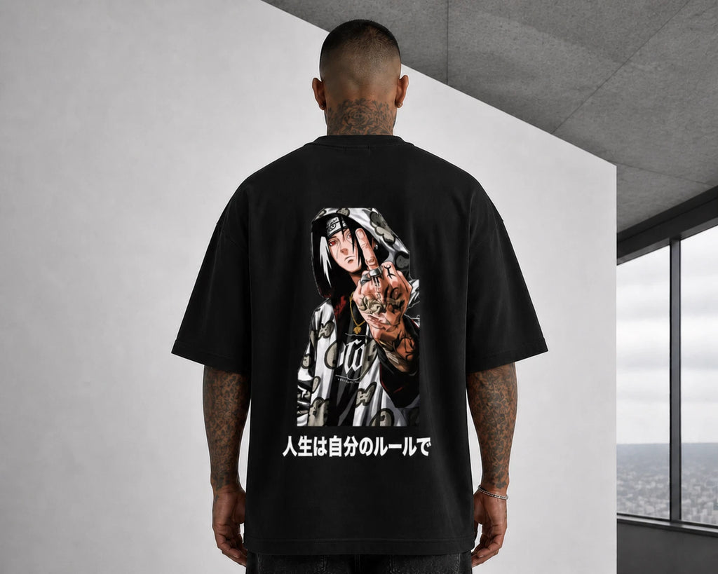 Japanese Anime Men's Oversized T-Shirt Y2K Harajuku Graphic Print Streetwear Tee
