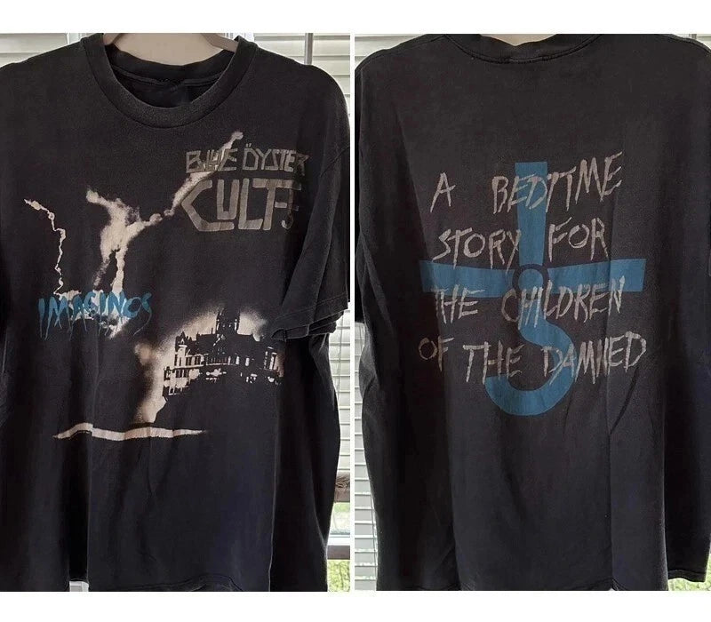 1988 Blue Oyster Cult band Reprint 2 sided Basic Black Unisex T-shirt
