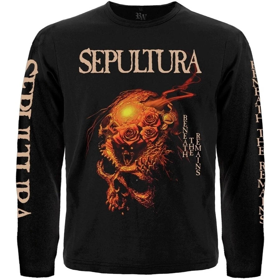 Sepultura "Beneath the Remains" Long Sleeve Black T-Shirt  cavaliera