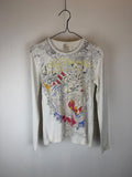 Ed Hardy by Christian Audigier Rhinestone Tattoo Long Sleeve Shirt Y2K Tee