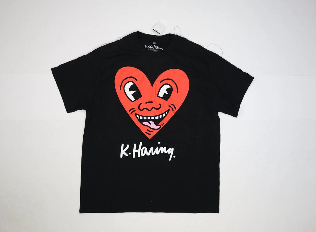 Keith Haring Shirt Mens XL Black Smiley Heart Graphic Tee Artist Pop Art Cotton
