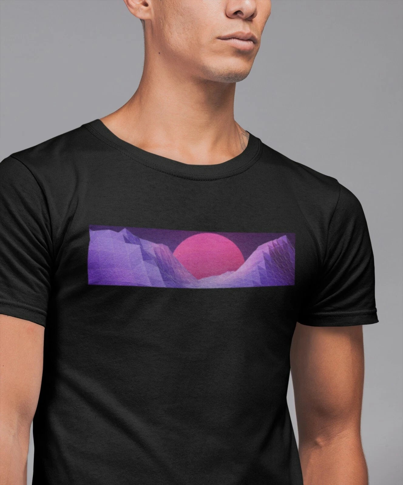 Planet Digital Logo Vaporwave Aesthetics Black Cotton Men's T-shirt Top Tee