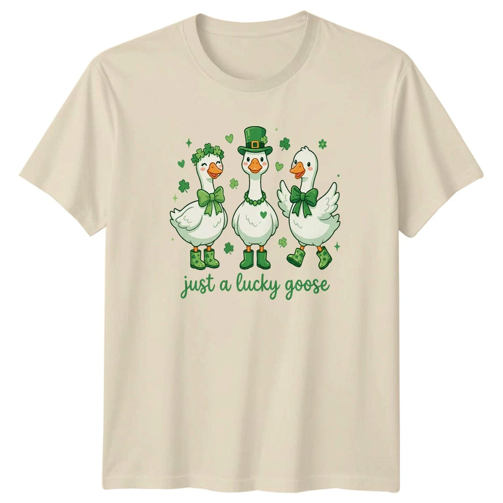 Just A Lucky Goose T-Shirt Cute Animal St Patricks Day Gift For Him And Her