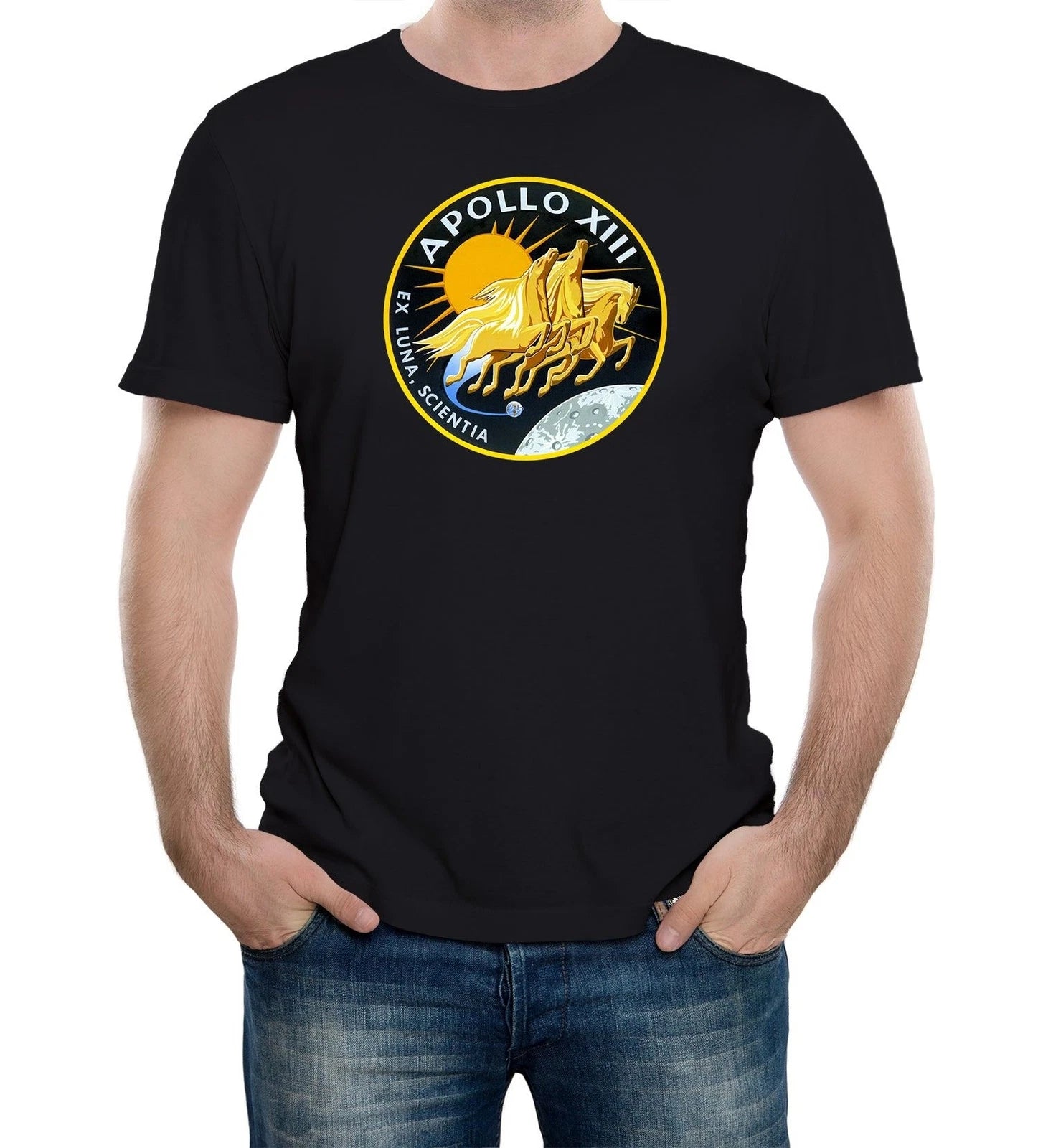 Mens NASA Apollo 13 Mission Crew Badge Logo T-Shirt space science cool
