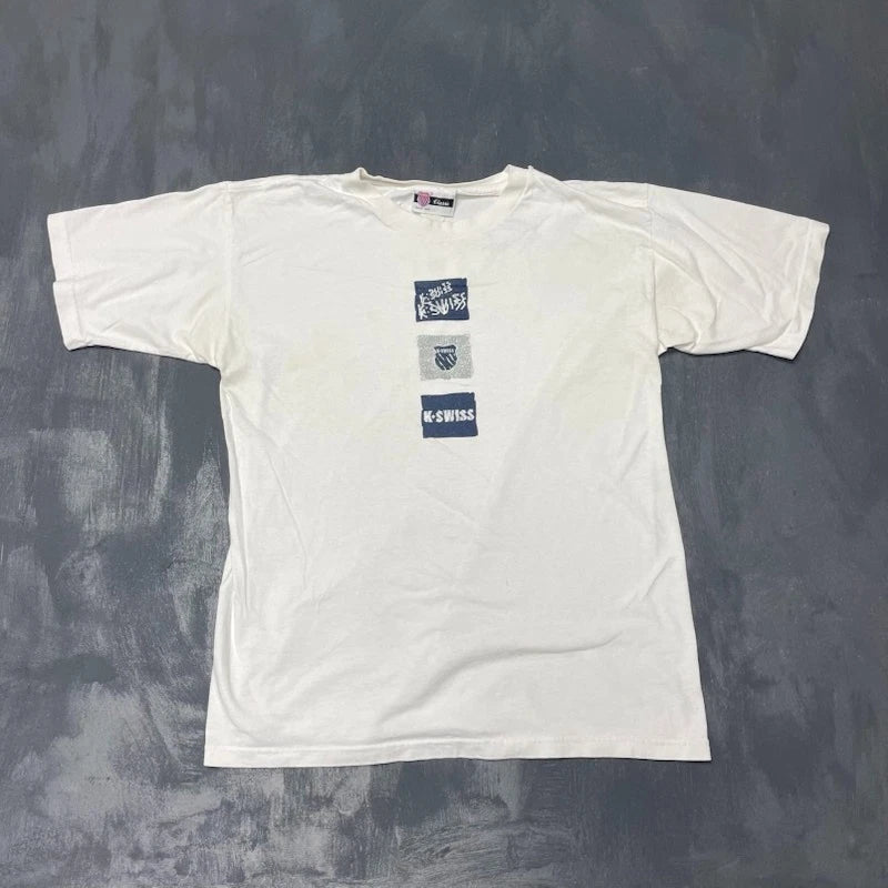 Vintage K swiss shirt mens medium white 2000s y2k USA Streetweaer