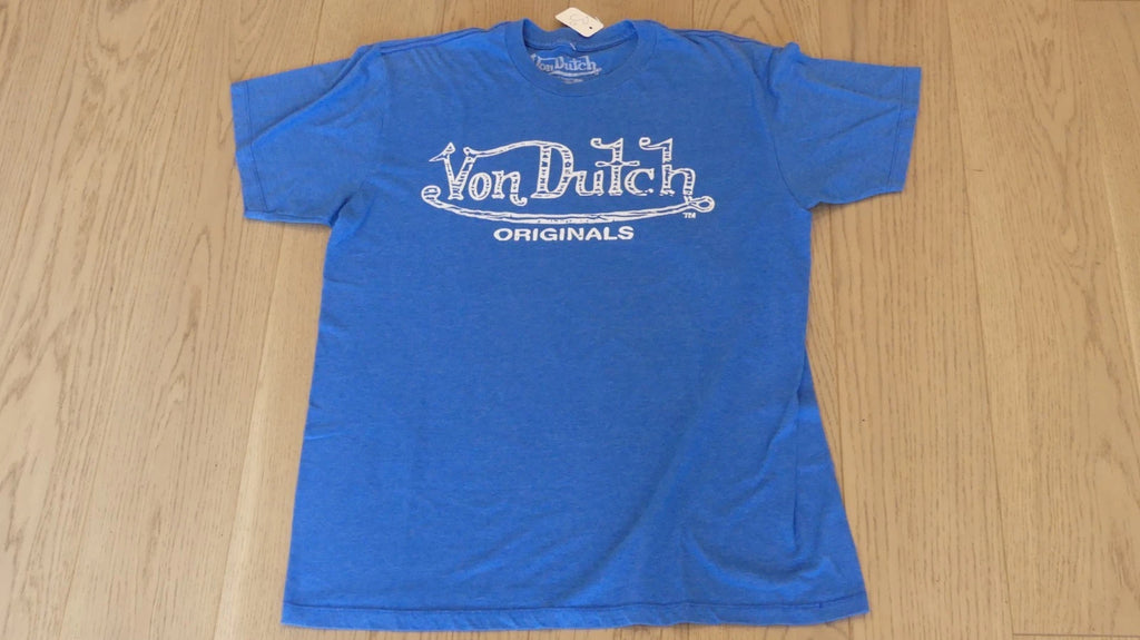 Von Dutch Originals T-Shirt Blue Large Vintage Y2K Streetwear Logo Tee