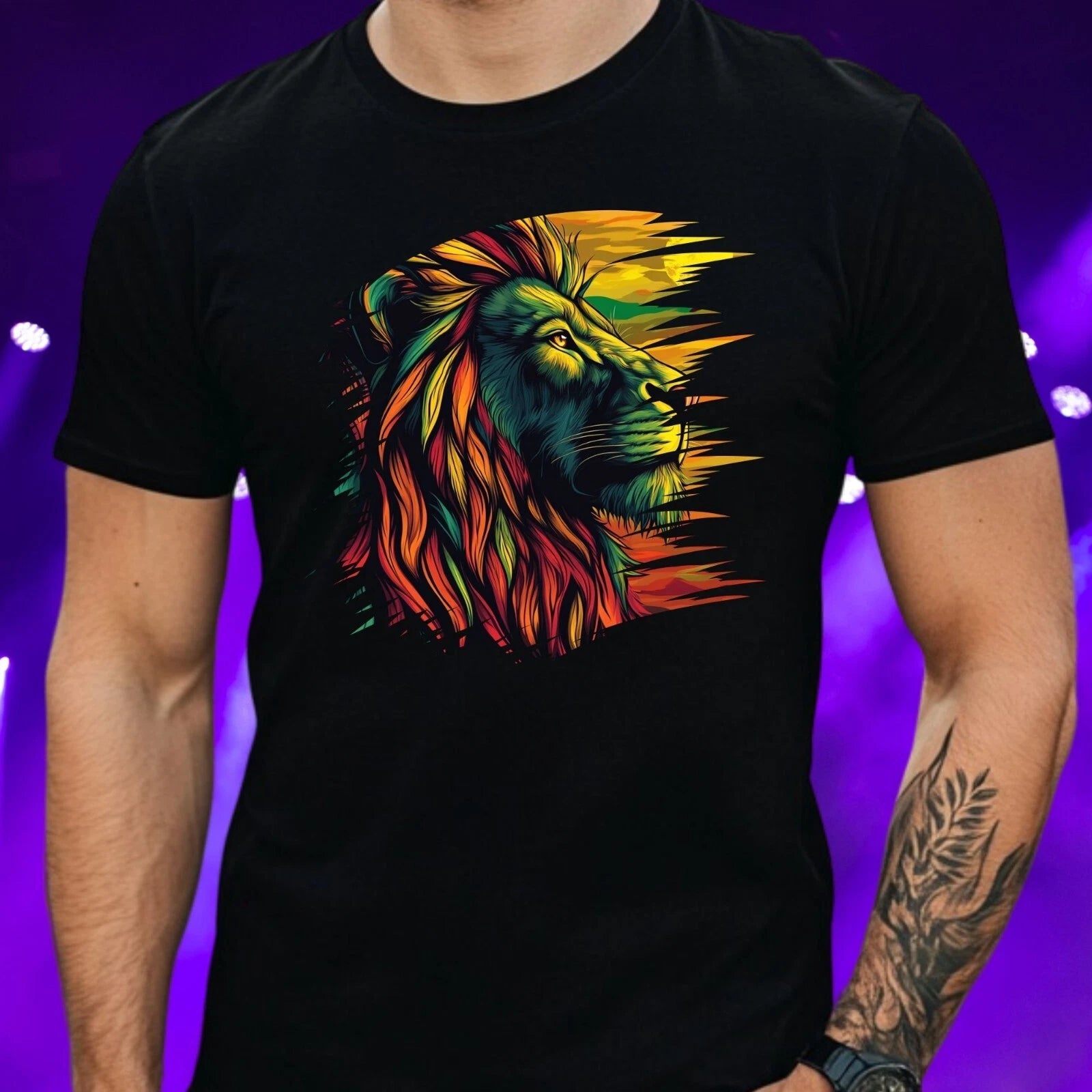 Mens Rastafarian Lion Cotton T Shirt Size XS to 5XL