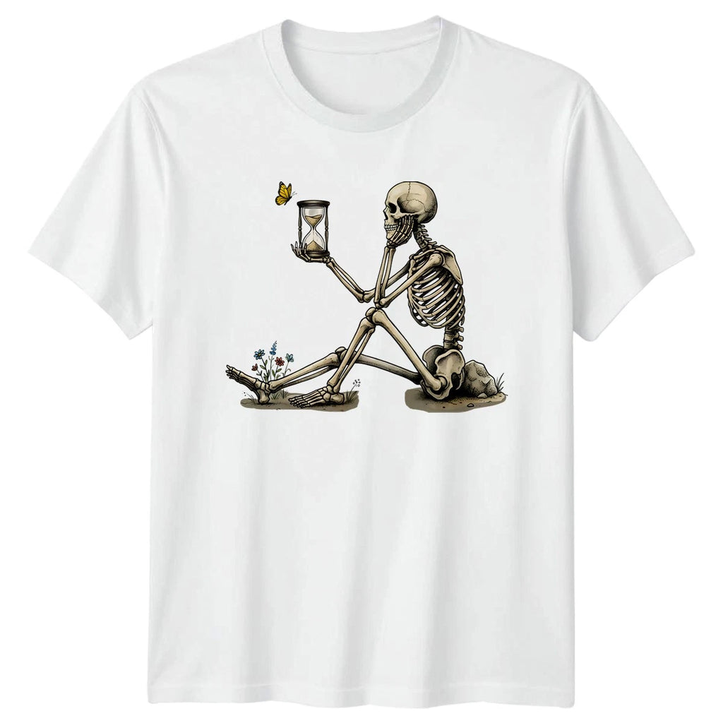 Skeleton With Hourglass T-Shirt Gothic Nature Mortality