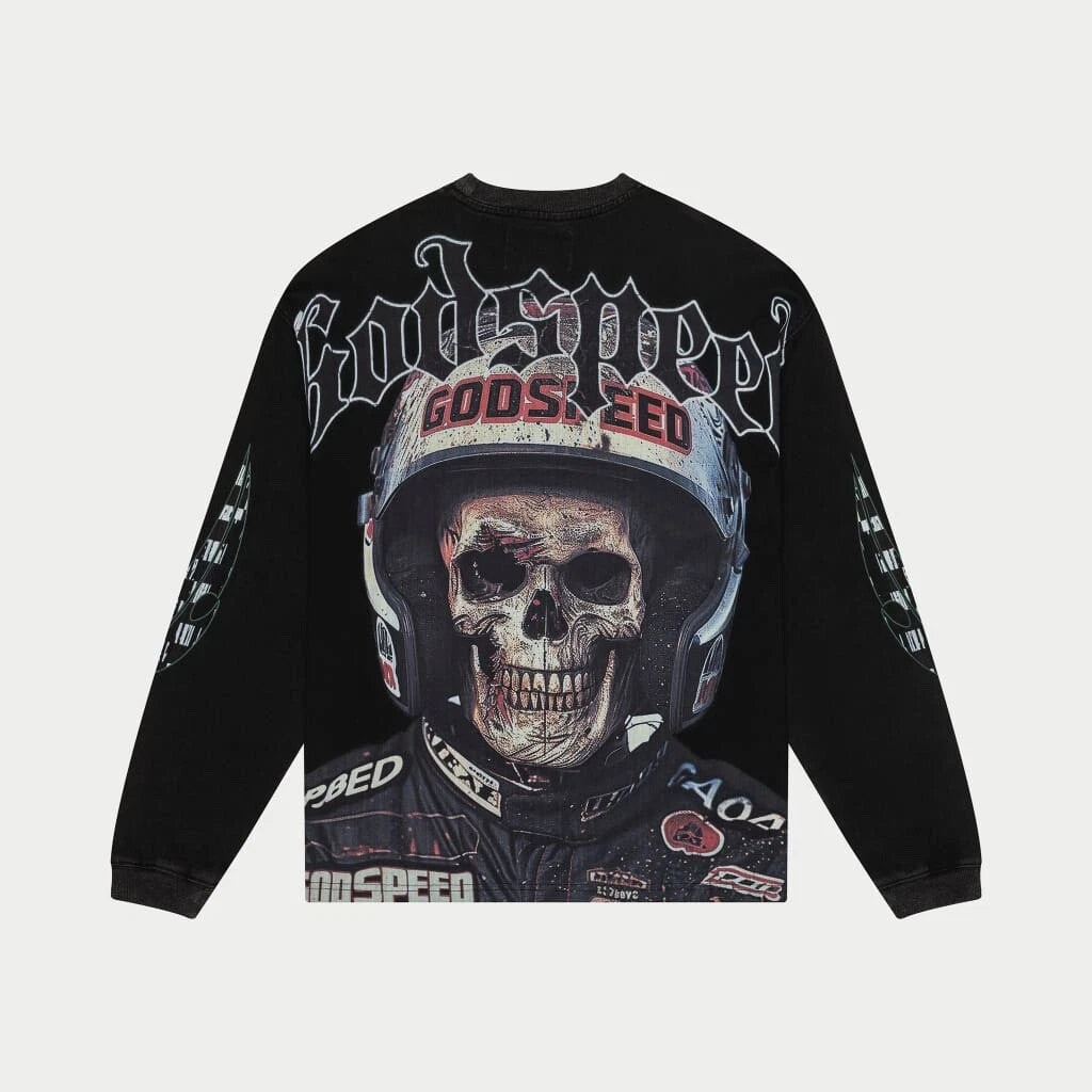Godspeed Mens Crashout Long Sleeves T-Shirt Black Wash