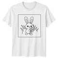 Cute Bunny Rabbit with Flowers Animal Mens T-Shirt Womens Tee Graphic