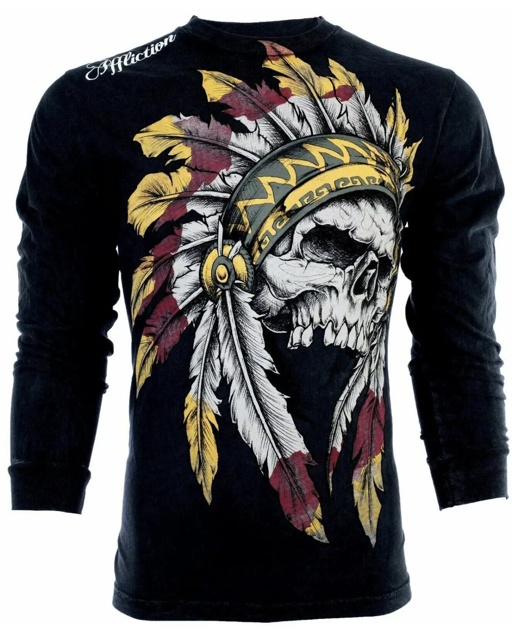 AFFLICTION Men's Long Sleeve T-Shirt WINDTALKER Black Tattoo Biker S-3XL