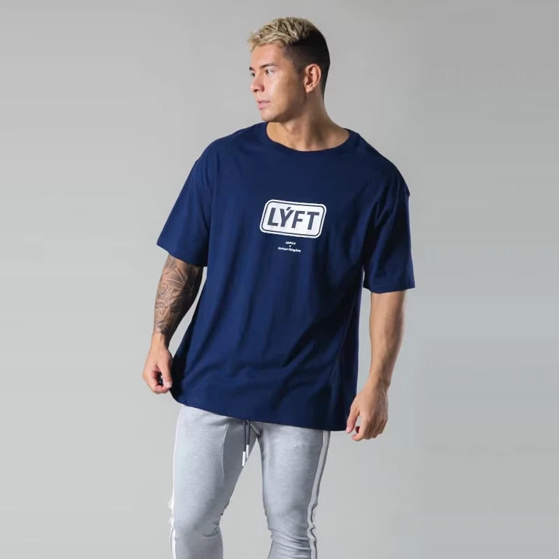 LYFT Oversized Cotton T Shirts Letter Print Shirt Casual Workout Wear Multicolor