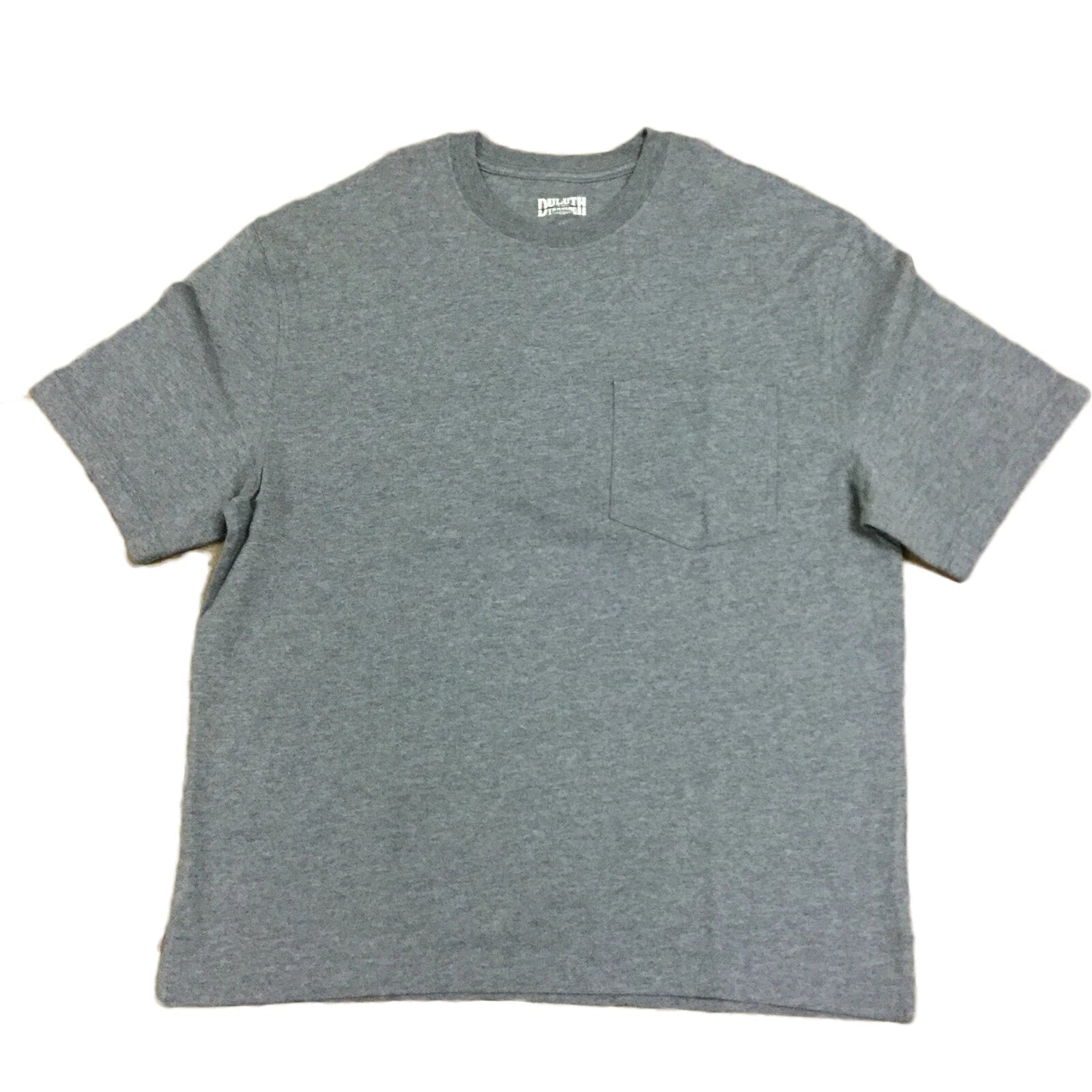 Duluth Trading Mens Short Sleeve Cotton Crew Neck Pocket Tee T Shirt, Grey
