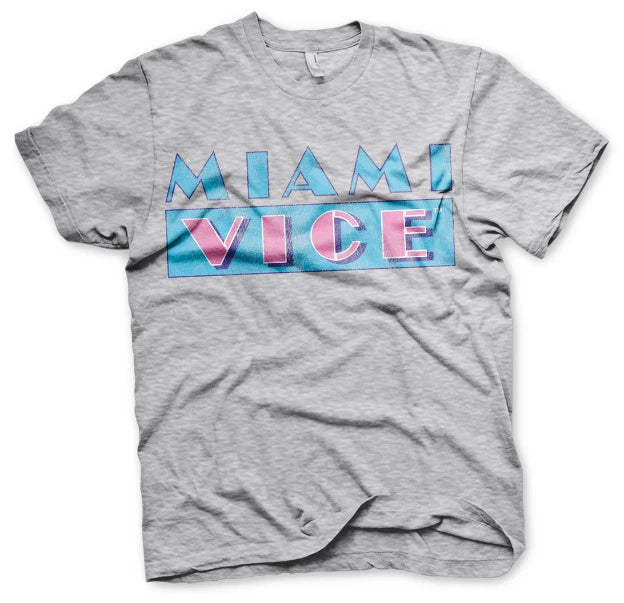 Miami Vice Distressed Logo 80s Tv Serie T-Shirt Männer Men Grau Grey