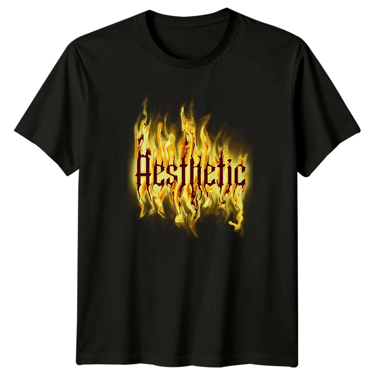 Aesthetic Flaming Text T-Shirt Urban Y2K Style Birthday Gift For Him And Her