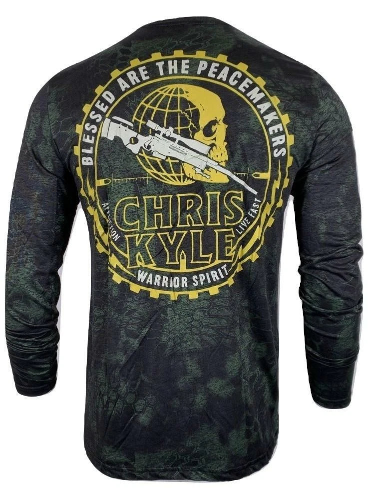 AFFLICTION Men's Long Sleeve Shirt CHRIS KYLE Guns Biker Black MMA S-4XL