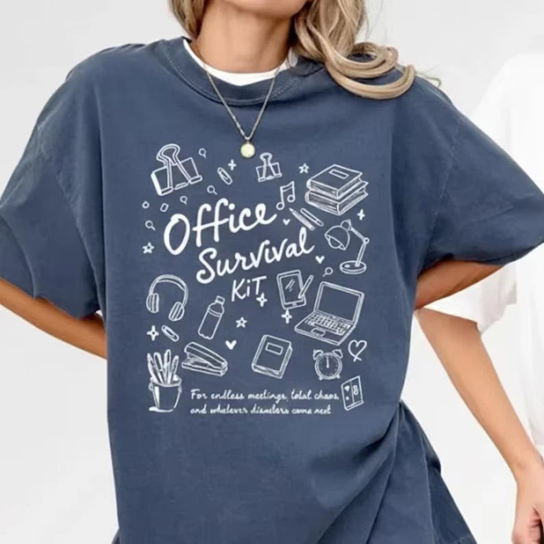 Funny Office Survival Kit New Job Worker Humor Coworker Comfort Tee Gift