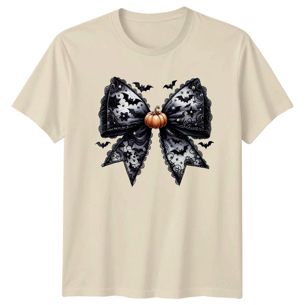 Gothic Lace Bat Bow Halloween Mens Womens Graphic Tee Shirt