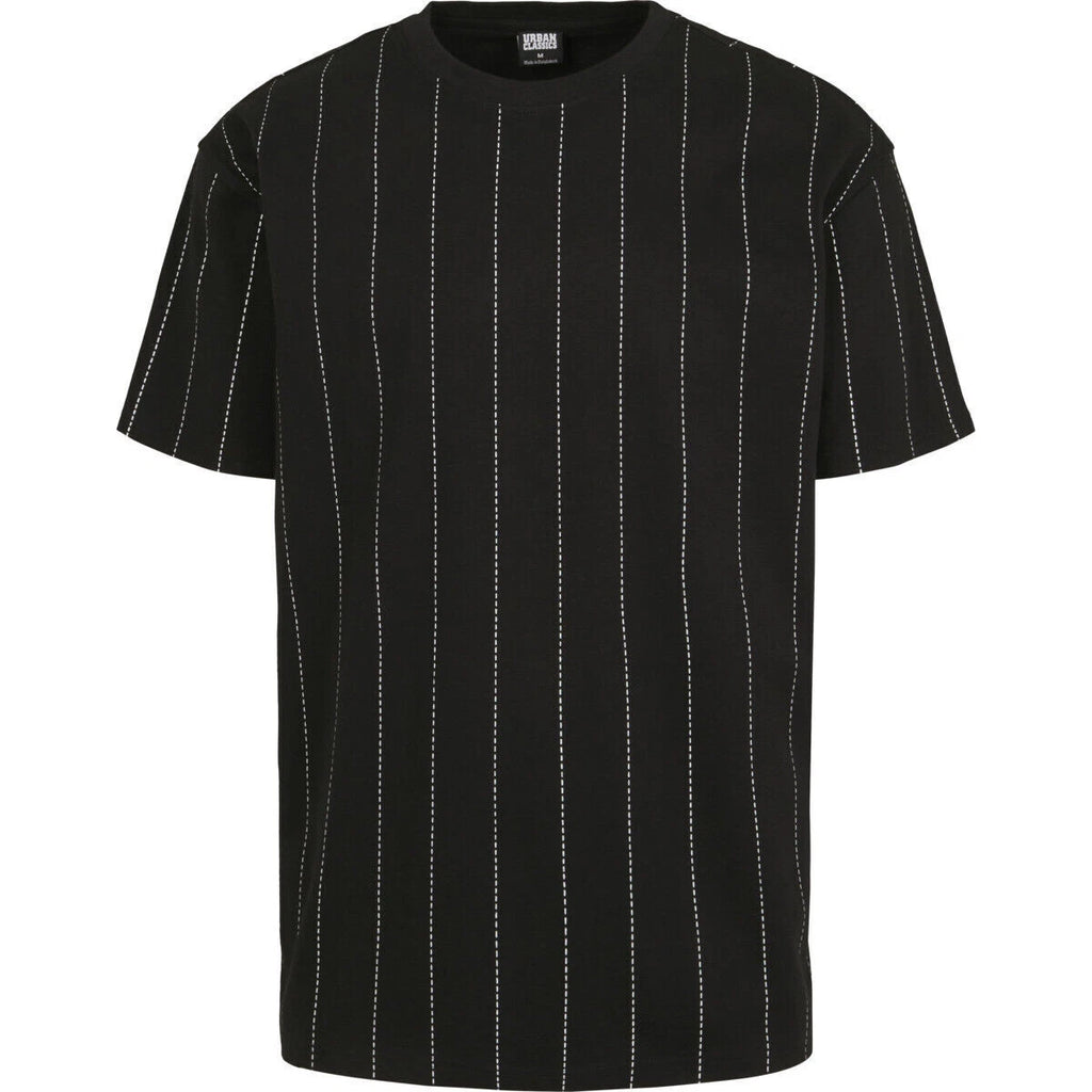 Urban Classics Oversized Pinstripe Tee T-shirt Black White Pinstripe Jersey