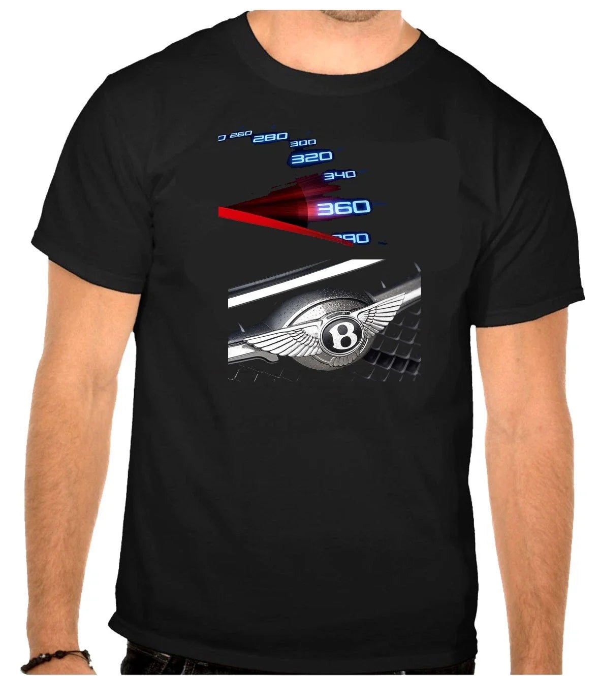 Bentley Speedometer Car Logo Black T-Shirt -1330