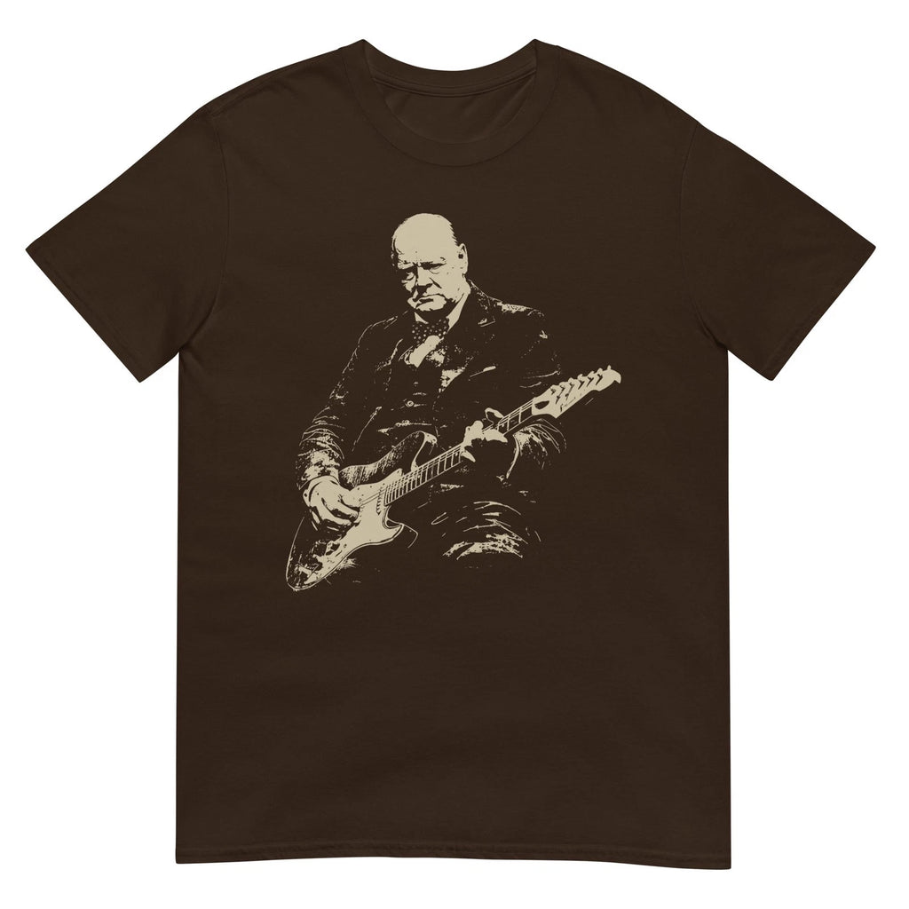 Winston Churchill Playing Electric Guitar Rocker Humor T-Shirt