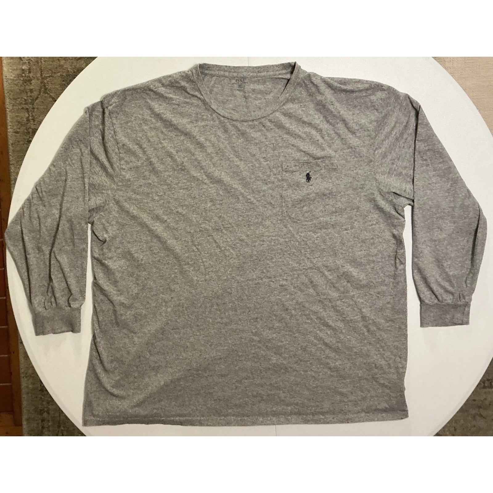 Polo Ralph Lauren Mens 4XLT Gray Long Sleeve Pocket T-Shirt Cotton Tall 3XL Tall