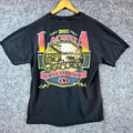 Vintage 2001 Laconia Motorcycle Rally Hanes T-Shirt Adult Large 42-44 Black Y2K