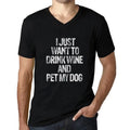 Men's Graphic T-Shirt V Neck I Just Want To Drink Wine & Pet My Dog Eco-Friendly